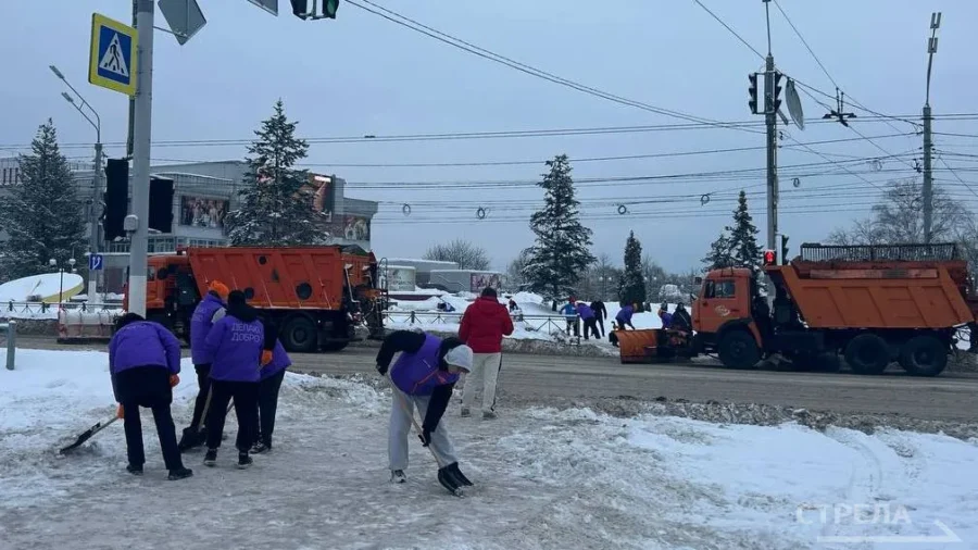 Брянская молодежь вышла на борьбе с последствиями снегопада