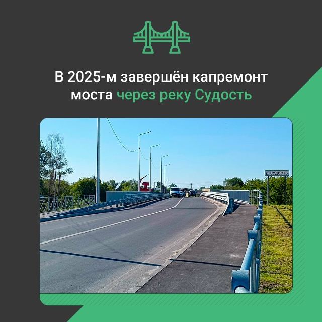 В 2025 году завершен капремонт моста через реку Судость